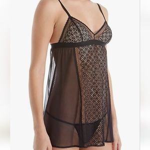 DKNY Women’s Sheer Lace Babydoll Chemise Sleepwear